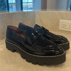 Franco Sarto Black Glossy Loafers